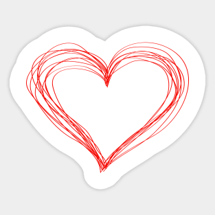 Red outline of heart. Sticker